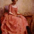 Charles Joshua Chaplin. Jeune fille à la robe rose, lisant (1860-70)