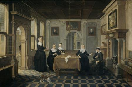 Dirk van Delen. Intérieur avec cinq femmes (v. 1652)