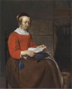 Gabriel Metsu. Jeune femme assise lisant une lettre (1658-61)