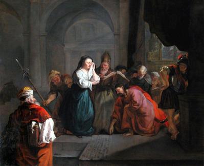 Gabriel Metsu. Le Christ prenant la défense de la femme adultère (1653)
