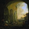 Jan Asselijn. Bouviers avec du bétail sous une arche du Colisée à Rome (1640-52)