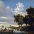 Salomon van Ruysdael. Paysage de rivière avec bac (1649)