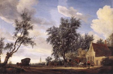 Salomon van Ruysdael. Arrêt à l'auberge (1649)
